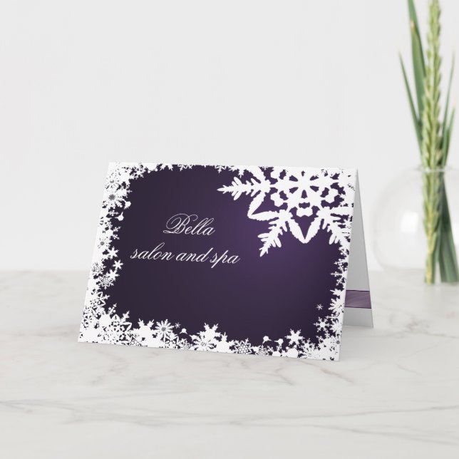 elegant lila snowflake Business - tackkort (Framsida)