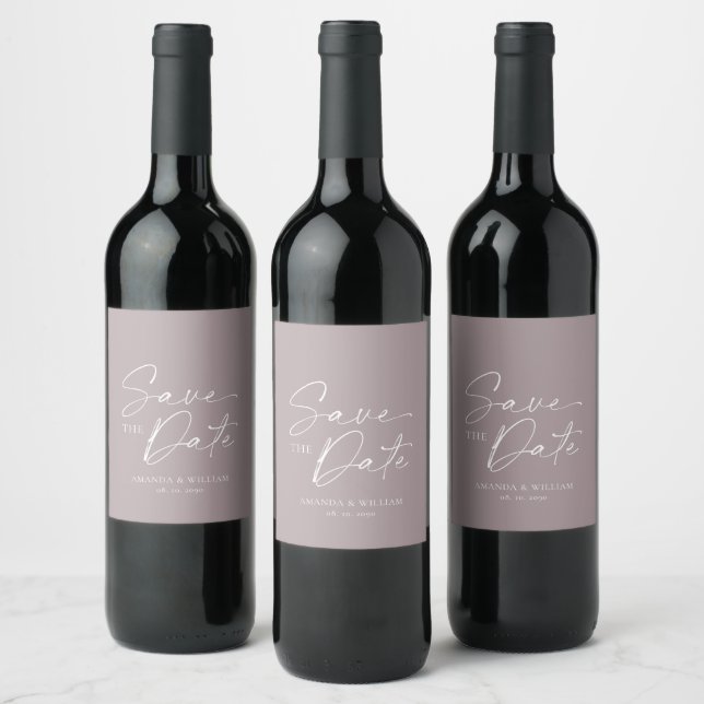 Elegant Lila Spara Datum Vin Etikett (Flaskor)