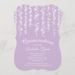 Elegant Lila Sparkling Ljus Quinceañera Party Inbjudningar