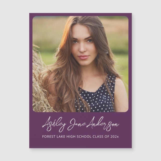 Elegant Lila Studenten Photo Magnetic Card (Framsida)