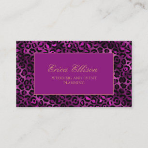 Elegant lila svart leopardtryck wedding planner visitkort