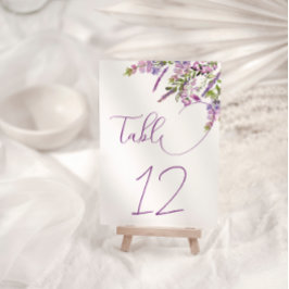 Elegant lila syren blomsterlig bordnummer för bröl bordsnummer