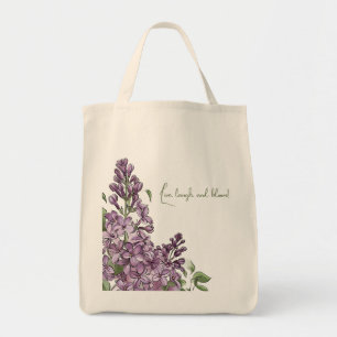 Elegant lila syren botanisk blom- canvas handväska tygkasse