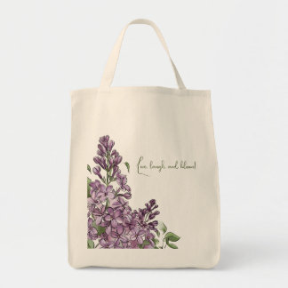 Elegant lila syren botanisk blom- canvas handväska tygkasse