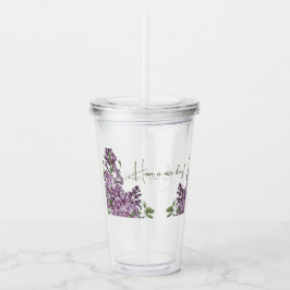 Elegant lila syren botanisk blomakryl Tumbler Take Away Mugg