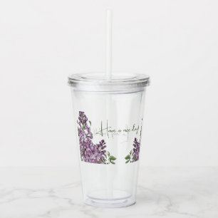 Elegant lila syren botanisk blomakryl Tumbler Take Away Mugg