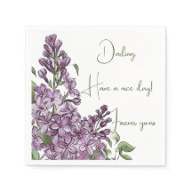 Elegant lila syren botanisk blommig pappersservett