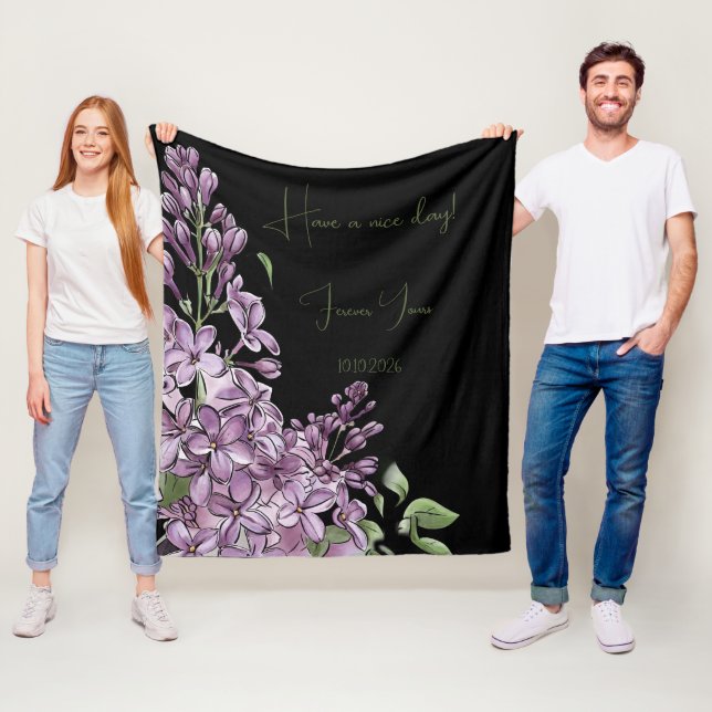Elegant lila syren botanisk blomstermjuk fleece  (På plats)