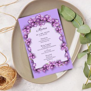 Elegant lila syren måne valv blomster bröllopsmeny