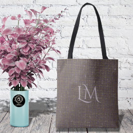 Elegant lila taupe-monogram med subtil glans tygkasse