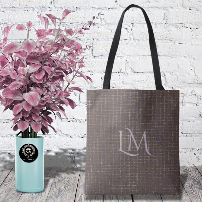 Elegant lila taupe-monogram med subtil glans tygkasse (Skapare uppladdad)