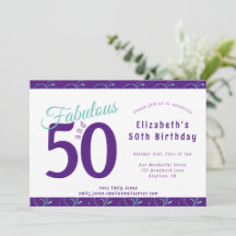 Elegant Lila Teal 50:e Födelsedagsfesten
