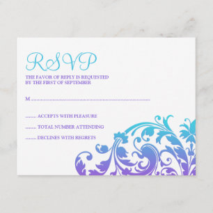 Elegant Lila Teal Flourish Bat mitzvah OSA Kort