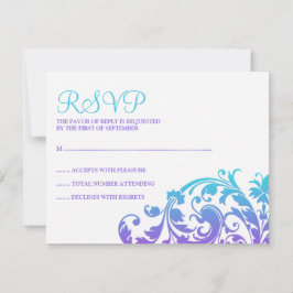 Elegant Lila Teal Flourish Bat mitzvah OSA Kort