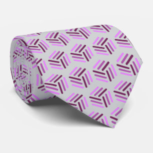 Elegant Lila Tie med Grått Honeycomb Mönster Slips