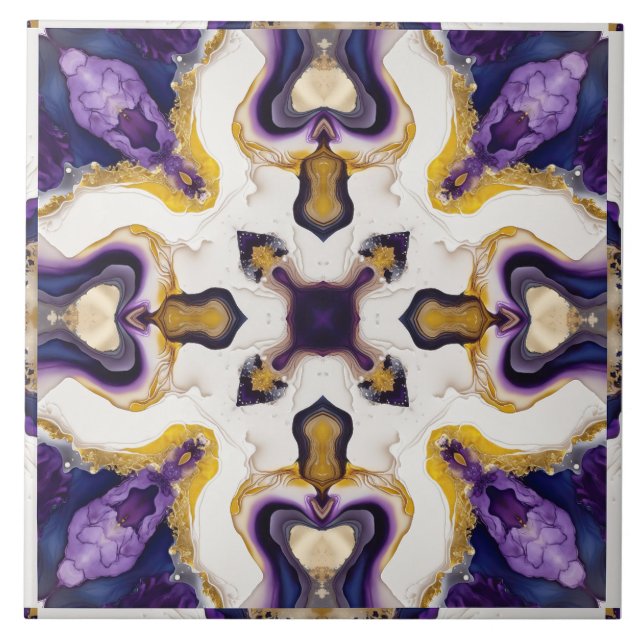 Elegant Lila Tile Kaleidoscope Kakelplatta (Framsidan)