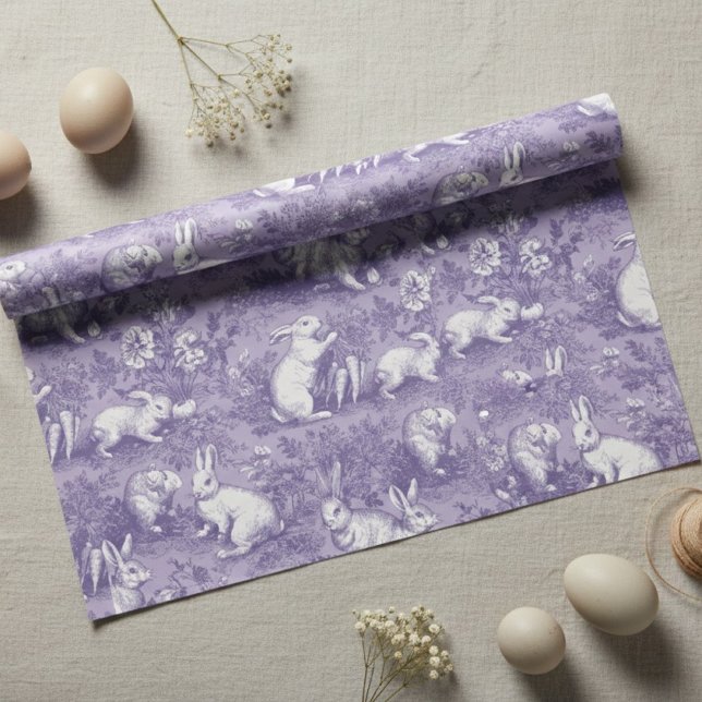 Elegant lila Toile de Jouy kanin påsk Presentpapper (Skapare uppladdad)