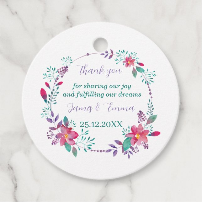 Elegant Lila Träd Löv Personligt bröllp Gåvor Etiketter (Framsida)