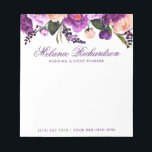 Elegant Lila Ultra Violet Watercolor Blommigt Anteckningsblock<br><div class="desc">Elegant Lila Ultra Violet Watercolor Blommigt Anteckningsblock</div>