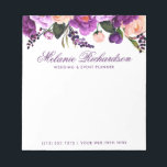 Elegant Lila Ultra Violet Watercolor Blommigt Anteckningsblock<br><div class="desc">Elegant Lila Ultra Violet Watercolor Blommigt Anteckningsblock</div>