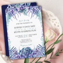 Elegant Lila Vattenfärg Succult Blommigt Bröllop