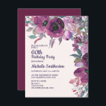 Elegant Lila Vattenfärgad Blommigt 60:e födelsedag Inbjudningar<br><div class="desc">Vacker botanisk lilak och lila vattenfärgad blommigt 60 födelsedagsfest inbjudan.</div>