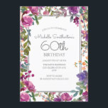 Elegant Lila Vattenfärgad Blommigt 60:e födelsedag Inbjudningar<br><div class="desc">Elegant lila vattenfärgskvinnors blommigt 60:e födelsedagsfest inbjudan med ett sött skript. Text är anpassade,  så gör det till ditt eget. Kontakta oss om du behöver hjälp med anpassning eller om du vill begära matchande produkter.</div>