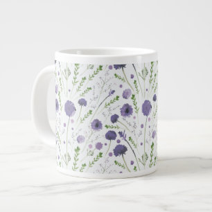 Elegant Lila VattenfärgsBlommönster Jumbo Mugg