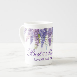 Elegant lila vattenfärgswisteria blommigt Bästa Ma Benporslin Mugg