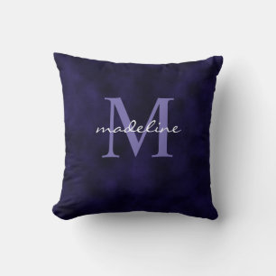 Elegant Lila Velvet-skript Monogram Kudde