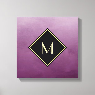 Elegant Lila vid borstat med enkelt Guld Monogram Canvastryck