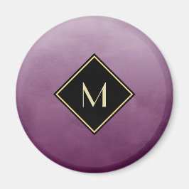Elegant Lila vid borstat med enkelt Guld Monogram Magnet