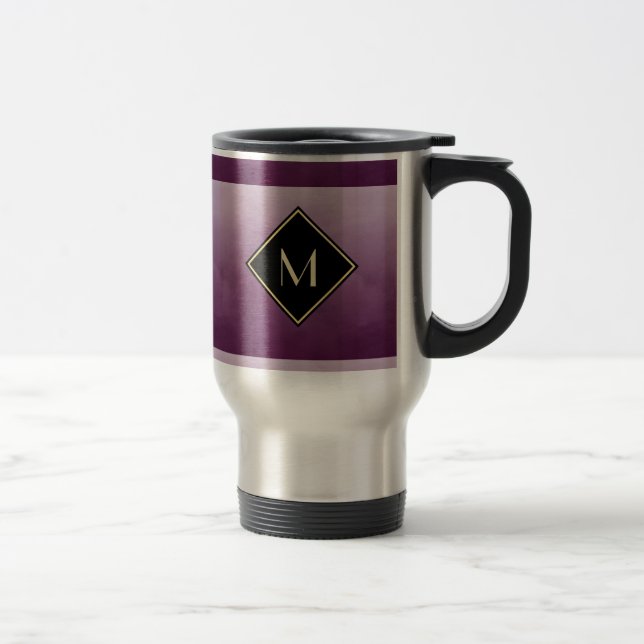 Elegant Lila vid borstat med enkelt Guld Monogram Resemugg (Höger)