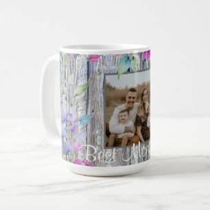 Elegant lila vildblommor barnwood mamma kaffemugg