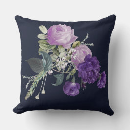 Elegant lila vintage blom- kudde