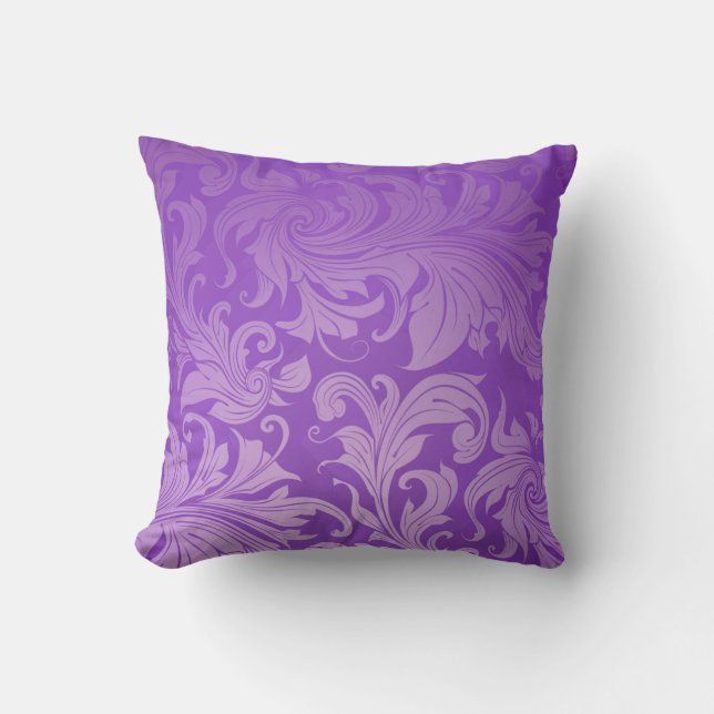 elegant lila, vintage, blommigt, damast som är kudde (Framsida)