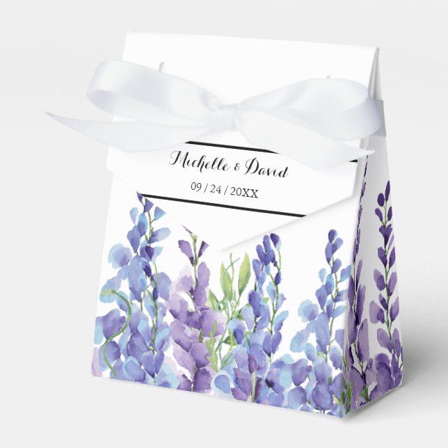 Elegant Lila Violet Blommigts Wedor Favor Box Presentaskar (Framsidan Sidan)