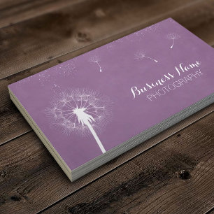 Elegant Lila Violet Dandelion Photography Visitkort