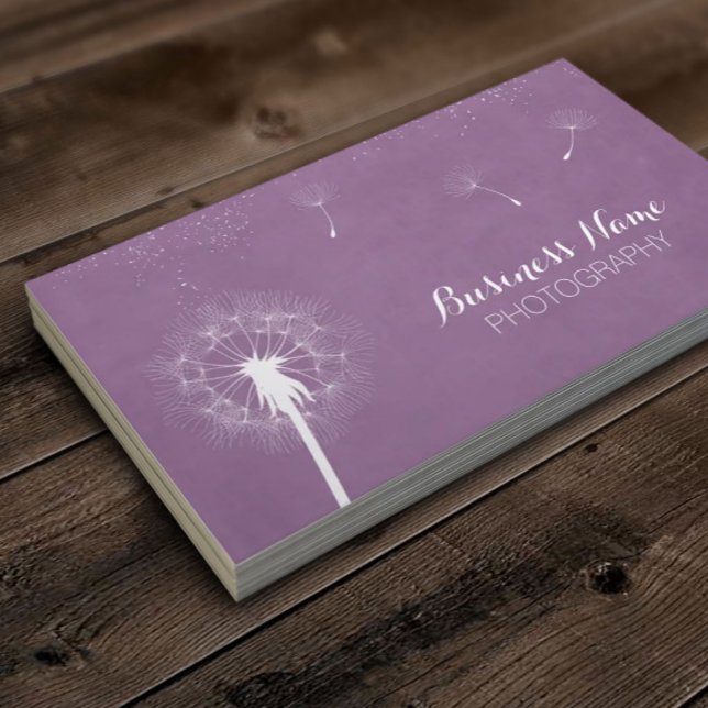 Elegant Lila Violet Dandelion Photography Visitkort (Skapare uppladdad)