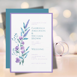 Elegant lila violett akvarell bröllopskort inbjudningar