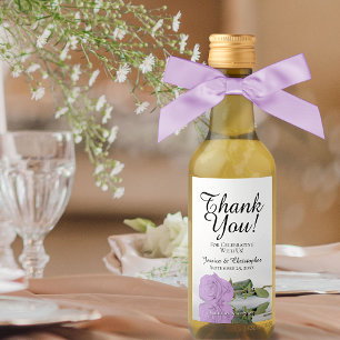 Elegant lila violett ros bröllop tack mini vinetikett