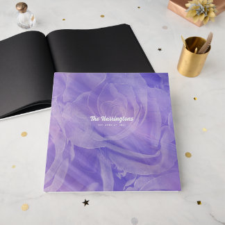 Elegant lila violett ros bröllopsgästbok gästböcker