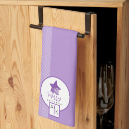 Elegant Lila Violett Rutig Monogram Kökshandduk