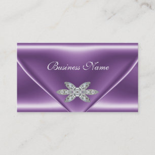 Elegant lila violett silver diamant smycke visitkort