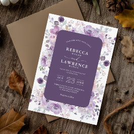 Elegant lila violetta blommor bröllopsinbjudan inbjudningar