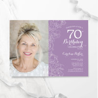 Elegant lila vit blomsterfoto 70-årsdag