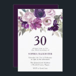 Elegant Lila Watercolor Blommigt 30års födelsedag Inbjudningar<br><div class="desc">Inbjudan till elegant Lila Watercolor Blommigt 30års födelsedag Se matchningssamling i Niche and Nest Store</div>