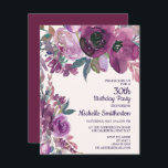 Elegant Lila Watercolor Blommigt 30års födelsedag Inbjudningar<br><div class="desc">Vackra botaniska lilak och lila vattenfärgen blommigt 30års födelsedag inbjudan.</div>