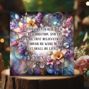 Elegant Lila Watercolor Blommigt Scripture Påsk Julkort