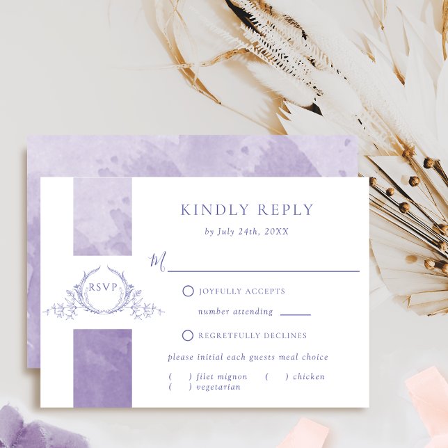 Elegant Lila Watercolor Bröllop Monogram OSA (Skapare uppladdad)